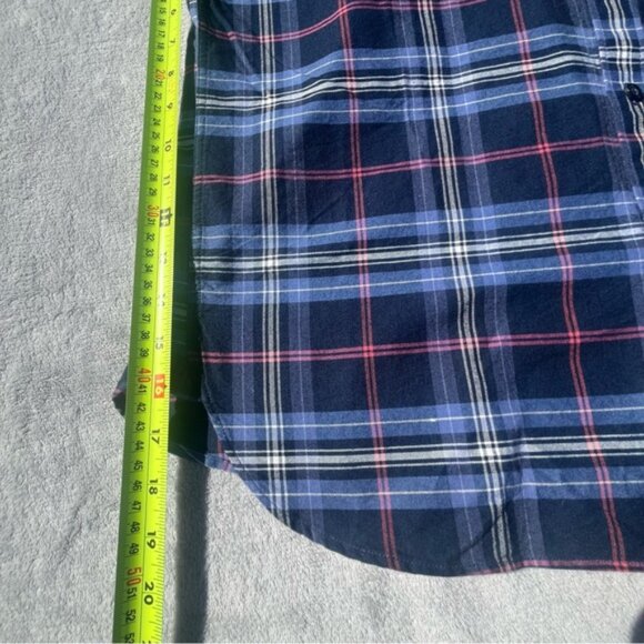 Claiborne Men's Blue and Blue/Red Plaid Slim Fit Dress Shirts Set 2 - Picture 15 of 16